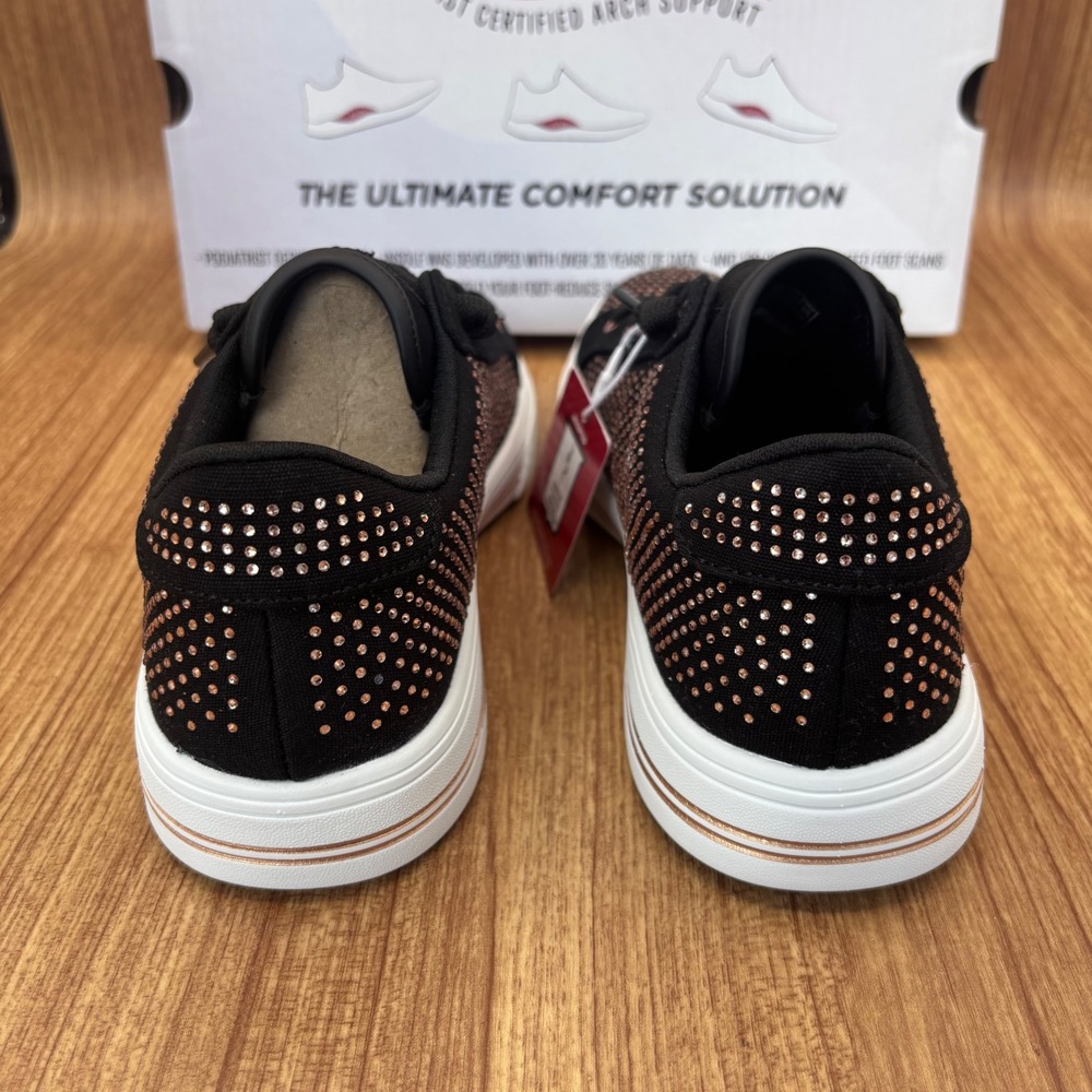 Skechers Arch Fit Sneakers Womens 6.5 Black Rose Gold New Rhinestone 177221 NEW - Picture 4 of 7